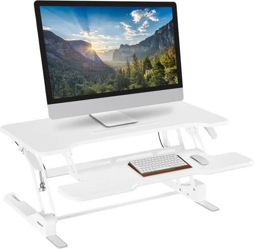 Vista 14 de Mount-It! Convertidor de escritorio de pie ajustable en altura, elevador compacto de escritorio de mesa de 30 pulgadas de ancho con resorte de gas