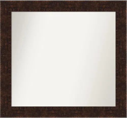 Vista 196 de Amanti Art Espejo de baño de bronce para sobre fregadero, 24 x 24 pulgadas, espejo de tocador cuadrado estrecho de bronce Manhattan, marco de madera