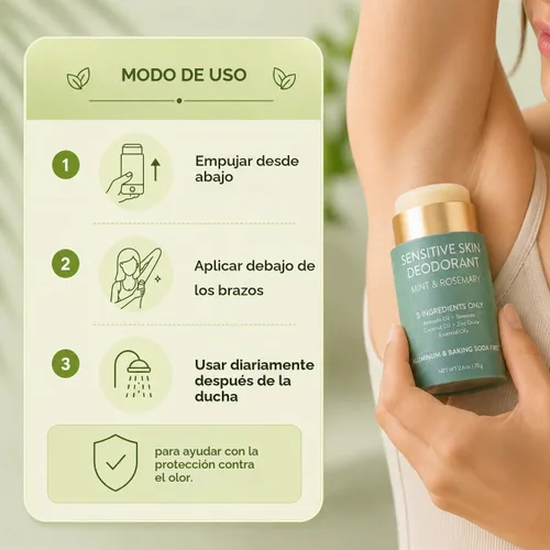 Vista 8 de Desodorante sin aluminio para mujer, barra natural de romero y menta