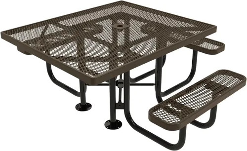 Vista 119 de COATEDOUTDOORFURNITURE Mesa de picnic cuadrada de 46 pulgadas, expandida, color negro