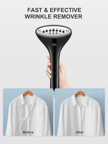 Vista 5 de Reemix - Vaporizador profesional para ropa, vaporizador de pie con colgador de ropa, se calienta en 30 segundos, gran tanque de agua desmontable