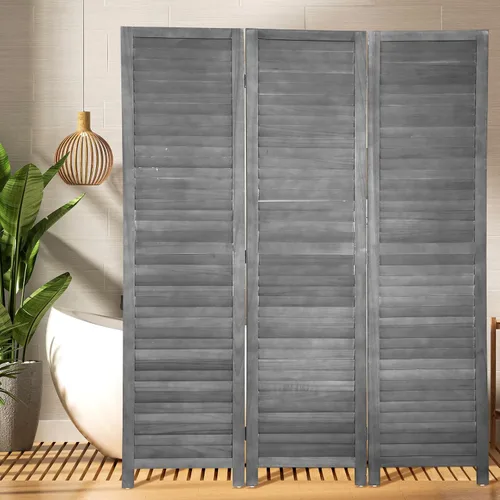 Vista 8 de BLKMTY Divisor de habitación, pantalla de privacidad de 3 paneles, pantalla plegable, divisores de pantalla de madera altos, divisor de pared Marrón