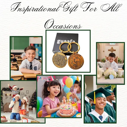 Vista 6 de Llavero inspirador de regalo para hombres, mujeres, niños y niñas, llavero de la suerte para graduación, bautismo, cumpleaños, Navidad