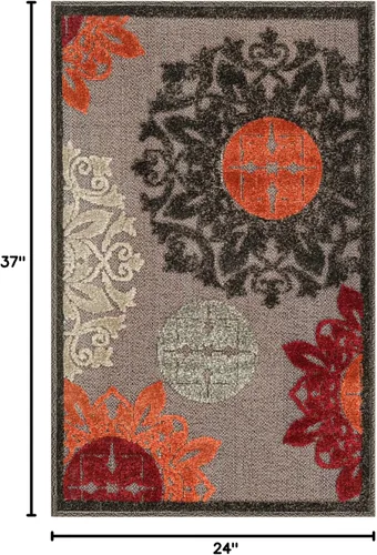 Vista 2 de Unique Loom Outdoor Modern Collection - Alfombra rectangular de 2 x 3 pies 1 pulgada, color marrón y naranja