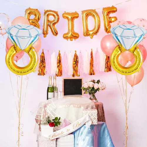 Vista 4 de 6 globos de aluminio con anillo de diamante, globos de anillo de diamantes de compromiso, anillos de matrimonio, globo de Mylar para boda