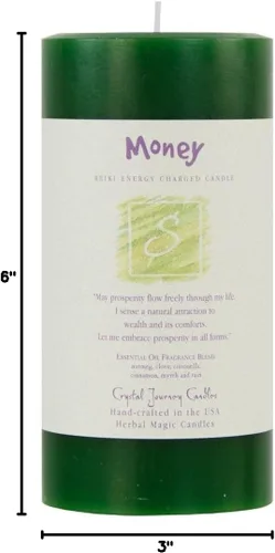 Vista 2 de CRYSTAL JOURNEY Pilar de dinero Crystal J Candle, 1 EA
