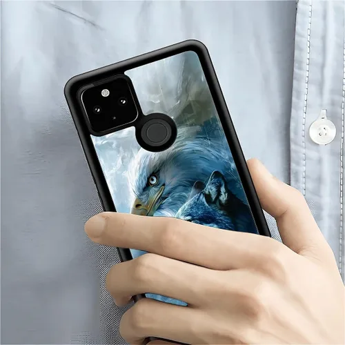 Vista 813 de Compatible con Google Pixel 4A 5G Mobile Case Creative Acrylic Panel trasero Silicona Protección Grip especialmente diseñado para Google Pixel 4A 5G
