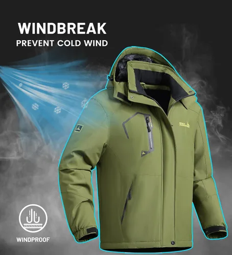 Vista 6 de Chaqueta de esquí para hombre, impermeable, cálida, abrigo de nieve de invierno para senderismo