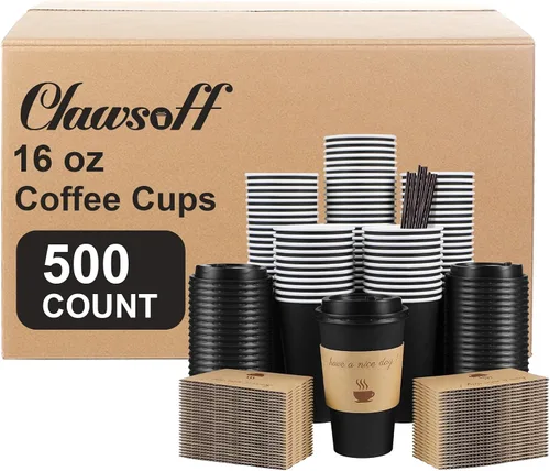 Vista 15 de Clawsoff - Paquete de 100 tazas de café de papel desechables de 16 onzas Azul marino-100Pack
