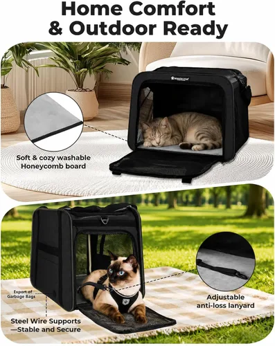 Vista 7 de Transportador suave para mascotas para gatos, perros, viajes en coche
