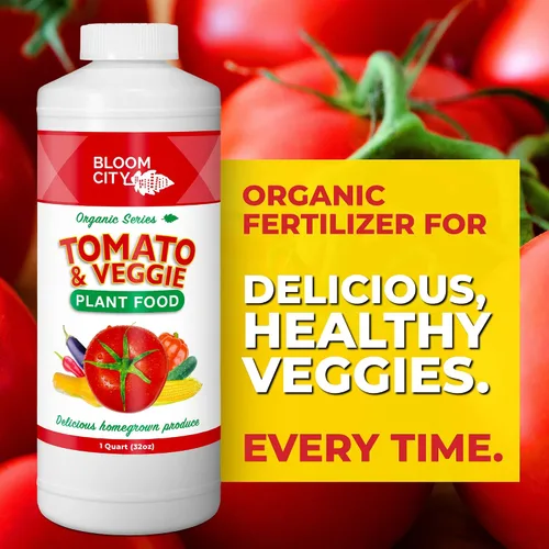 Vista 2 de Bloom City Alimento vegetal de tomate y vegetal: fertilizante líquido para cosechas más grandes, raíces más fuertes y crecimiento vigoroso, 32 onzas