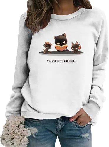 Vista 18 de Sudadera clásica de cuello redondo con patrón de flores boho para primavera y otoño, suave, cómoda, de inspiración retro, pieza de capas para mujer