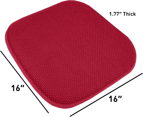 Vista 148 de Sweet Home Collection Cojines de espuma viscoelástica para silla, goma antideslizante y diseño de panal de abejas y esquinas redondeadas de 16 x 16