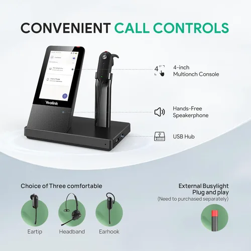 Vista 6 de Yealink WH67 Auriculares Inalámbricos DECT Actualizados, Certificados para Teams, Compatible con Teléfono de Escritorio, PC, Teléfono Móvil