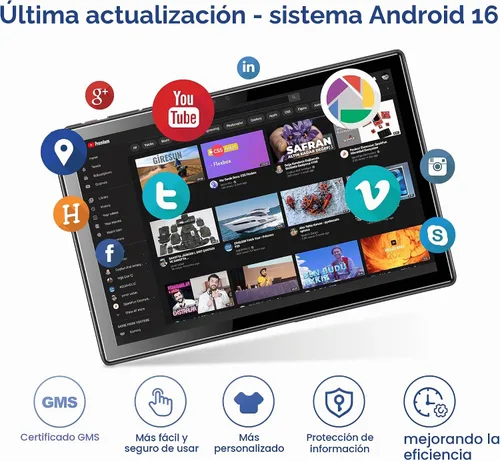 Vista 3 de BYYBUO Tableta Android 16 de 10,1 pulgadas, tabletas de 8GB RAM 64GB ROM