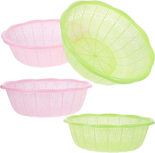 Vista 5 de BESPORTBLE Juego de 4 cestas de lavado de arroz de plástico y colador, colador multifuncional para verduras, frutas, pasta y preparación de masa