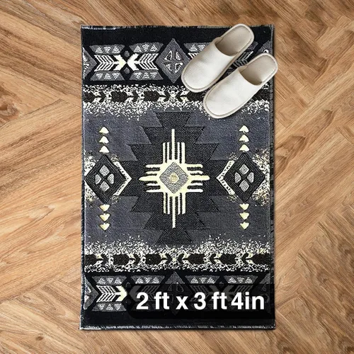 Vista 111 de YHSF South West - alfombra estilo nativo americano del suroeste C318 - fácil de limpiar, gruesa, suave, duradera, alfombra inspirada en tribus