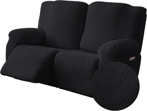 Vista 44 de Genina Funda para Silla Reclinable, Fundas Elásticas para Sillas Reclinables, Fundas para Sofá Reclinable con Rayas Jacquard, Fundas para Sofá