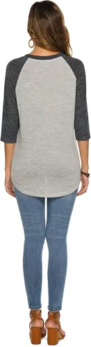 Vista 6 de HOCOSIT - Camiseta básica de verano para mujer con cuello redondo, estilo novio y manga raglán