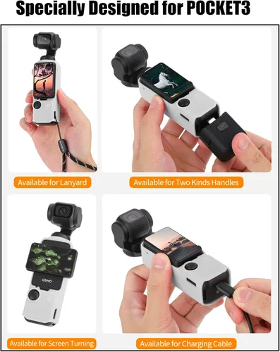 Vista 4 de Funda de silicona Pocket3 para DJI Osmo Pocket 3 accesorios de cámara, funda protectora suave antiarañazos y anticaídas