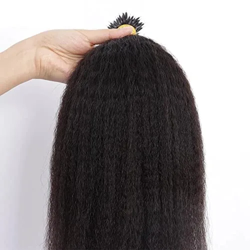 Vista 4 de Extensiones de cabello humano lacio tipo nano anillo, previamente unido, cabello Remy brasileño, microlink grueso, Yaki Nano anillo, extensiones