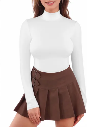Vista 2 de MANGOPOP - Enterizo de mangas largas y cuello alto falso para mujer