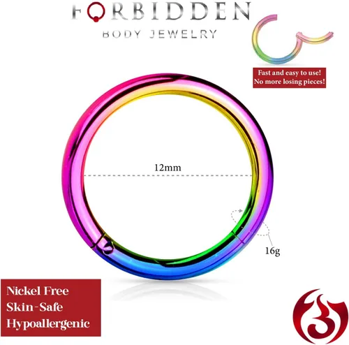 Vista 84 de Forbidden Body Jewelry - Piercing para la nariz de acero quirúrgico 316L con bisagra, 14G, 16G, 18G, diámetro de 15/64, 5/16, 25/64, 15/32 pulgadas