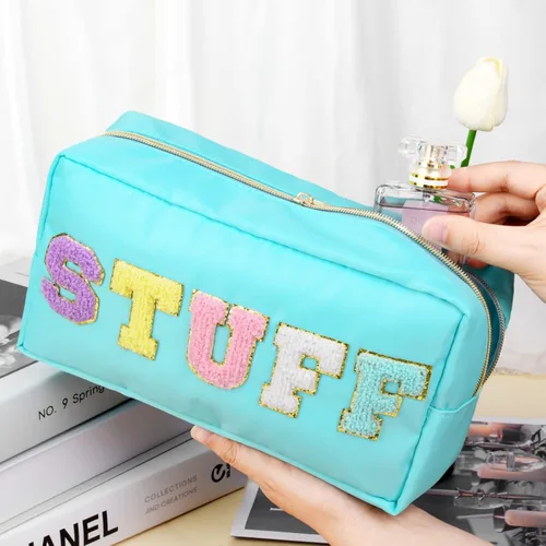 Vista 5 de SOIDRAM Bolsa de maquillaje floral acolchada para cosméticos, bolsa de maquillaje de coqueta inflada, bolsa de maquillaje estética grande de viaje