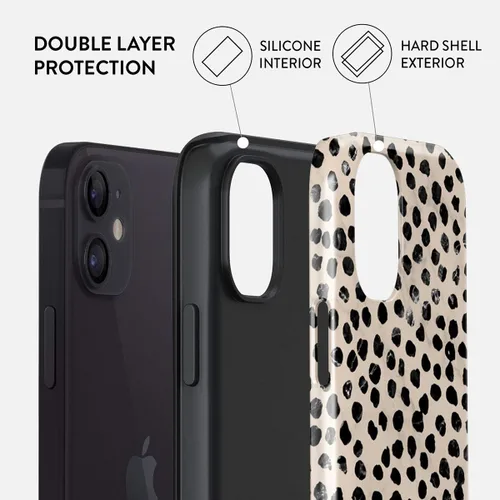 Vista 3 de BURGA - Funda compatible con iPhone 12, apta para carga inalámbrica, carcasa rígida híbrida de 2 capas + funda de silicona, resistente, ajuste
