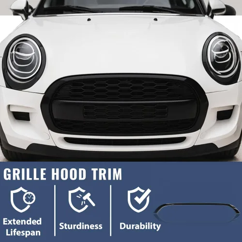 Vista 8 de PIT66 Moldura para capó de rejilla delantera, compatible con Mini Cooper 2007-2015 R55 R56 R58 R59 (no compatible con S), material ABS negro, OEM