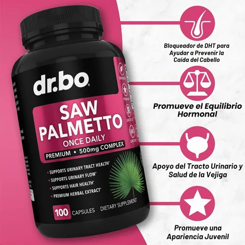 Vista 2 de Saw Palmetto para la pérdida de cabello de las mujeres - Bloqueador DHT para mujeres crecimiento natural más complejo de suplementos de control
