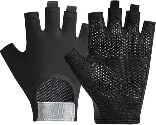 Vista 7 de Guantes de entrenamiento para hombres y mujeres, guantes de levantamiento de pesas antideslizantes con absorción de golpes, guantes de gimnasio