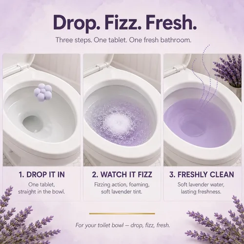 Vista 3 de Bombas de inodoro de aceite esencial natural para inodoros, tabletas limpiadoras de inodoro, aroma a lavanda de larga duración para un baño fresco