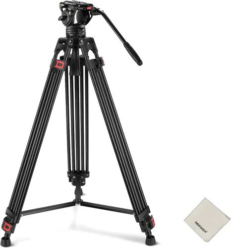 Vista 11 de NEEWER Trípode de cámara de video de 76", trípode portátil de liberación rápida de un paso con cabezal fluido, soporte de trípode de aluminio