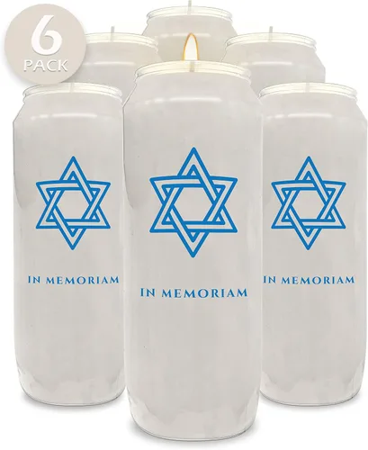 Vista 6 de Velas conmemorativas Yahrzeit de 9 días, 1 paquete, tarro de plástico, velas de pilar de 7 pulgadas de alto para religiosos, oración y vigilia