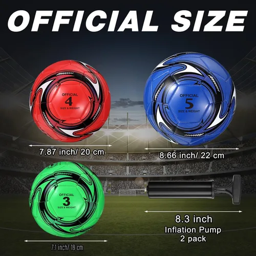 Vista 2 de 12 pelotas de fútbol desinfladas de Navidad con bombas, tamaño oficial 3, 4, 5, pelota de fútbol cosida a máquina para entrenamiento deportivo