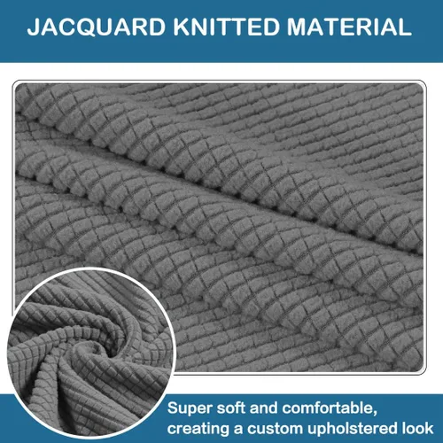 Vista 3 de Fundas otomanas, fundas cuadradas de tela jacquard para reposapiés, fundas protectoras para taburetes de almacenamiento, fundas elásticas con parte