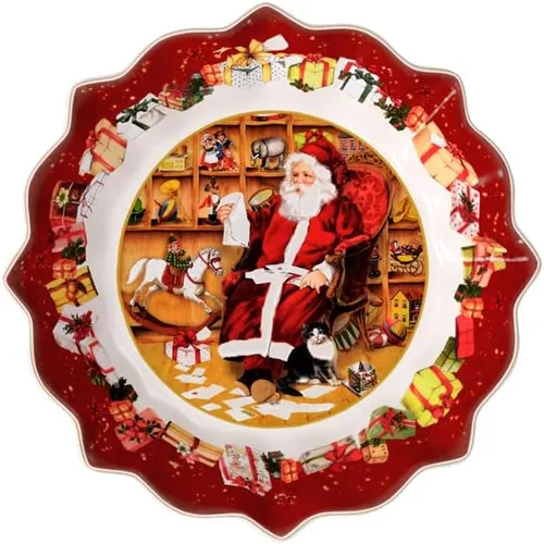 Vista 2 de Villeroy & Boch 14-8332-3635 Plato de repostería, Porcelana, Rojo Red porcelain pastry plate, festive holiday design, perfect for serving
