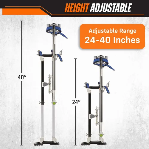 Vista 3 de Pilotes de placa de yeso laminado Pentagon Tools 1121, Negro, 1 Adjustable Height Nonslip Paint Stilts for Adults - Lightweight Aluminum with