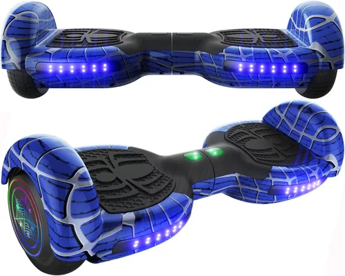 Vista 11 de Hoverboard con patrón de araña para niños de 6 a 12 años, con altavoz Bluetooth y luces LED, tabla deslizante de 6.5 pulgadas, certificado