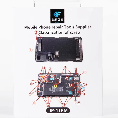 Vista 3 de DARYCOM - Juego completo de tornillos con herramientas para iPhone 11 Pro Max 2019 A2218 A2161 A2220 6.5 pulgadas, kit de herramientas de reparación