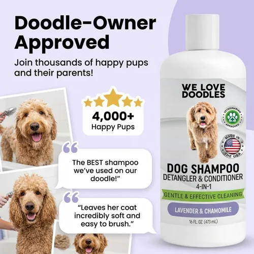 Vista 6 de Champú, acondicionador y desenredante para perros, el mejor champú para pelo de mascotas, hipoalergénico, sin lágrimas, piel sensible para cachorros