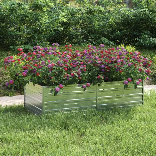 Vista 8 de Cama elevada para jardín, camas de jardín elevadas de metal para exteriores, camas de jardín elevadas galvanizadas para verduras, flores, hierbas