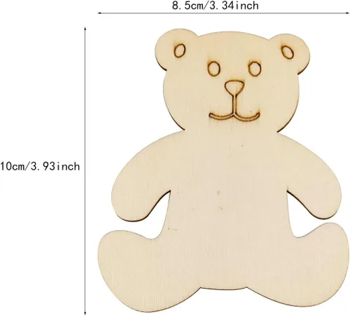 Vista 2 de Paquete de 32 adornos colgantes de oso de madera sin acabar, para manualidades, regalo para Acción de Gracias, Navidad, hogar, fiesta, decoración