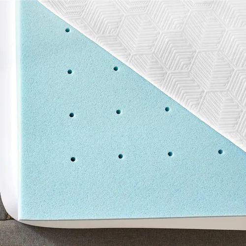 Vista 5 de Essentials - Cubrecolchón de espuma viscoelástica de 3 pulgadas, con infusión de gel, funda de punto circular de enfriamiento incluida, espuma