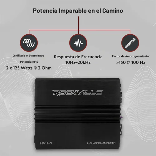 Vista 2 de Rockville RVA-M2 Amplificador de 2500 W pico/625 W CEA RMS