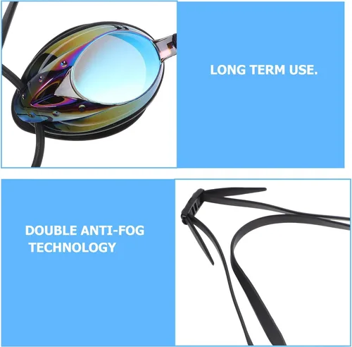 Vista 3 de Adult Anti-fog Swim Goggles for Men Women, Waterproof Wide View Swimming Eye Protector, Black Swimming Equipment for Pool and Training