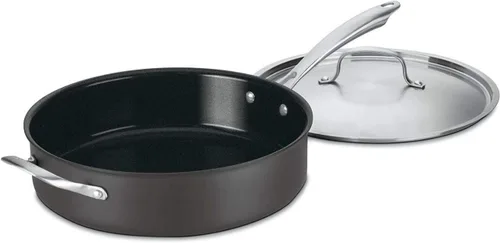 Vista 8 de Sartén antiadherente con tapa Cuisinart GreenGourmet, anodizado durable, Parrilla cuadrada, Negro
