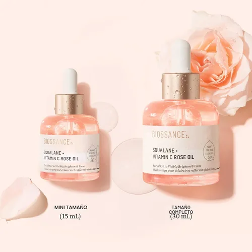 Vista 6 de BIOSSANCE Squalane + Vitamin C Rose Advanced Facial Oil - Brightening, Firming, and Hydrating Serum for All Skin Types - Chios Crystal Oil, Damascus