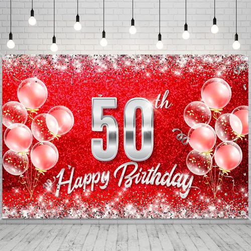 Vista 2 de Cartel de fondo de 30 cumpleaños rojo y plateado para mujeres y hombres de 30 años de edad, fondo de cumpleaños, fotografía, decoración de fiesta